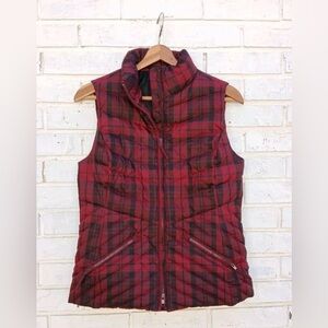 Talbots sz s Red and Black Plaid Puffer Vest